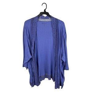 Roaman's Women's Plus Size Crochet Trim Pointelle Cardigan Size 5X Periwinkle